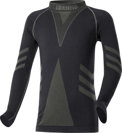 Ladeheid Kinderen Thermoshirt - Thermo ondergoed – Jongen - Meisje - Thermokleding - Longsleeve – Zwart/Kaki – 134-140 – LA-LA40-KIDS-Top