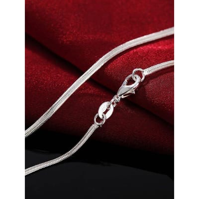 Collier Andara en Argent Sterling Chaîne Os de Serpent Plate 2mm 16-30 Pouces Femmes Hommes Accessoires de Mariage Bijoux Cadeaux W6523WW- black