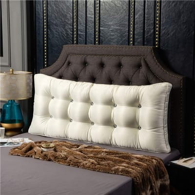 Gestoffeerde Rugleuning Kussen - Daybed Kussen Bolster - Comfortabel Lezen - Afneembare Hoes Wasbaar - 120x10x60cm - Wit