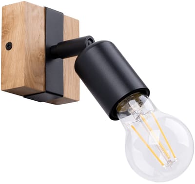 Sollux Lighting Plafondlamp Zuca - E27 - zwart hout - staal/hout - 11x14x8cm