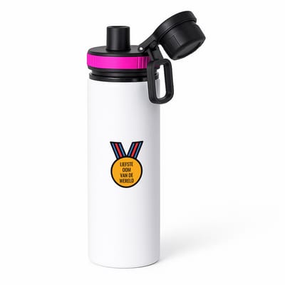 Hacebo® - liefste oom van de wereld waterfles met draaidop roze - Oom - de liefste oom - verjaardagscadeau - verjaardag - cadeau - cadeautje voor oom - oom artikelen - kado - geschenk - gift - water fles - 850ML