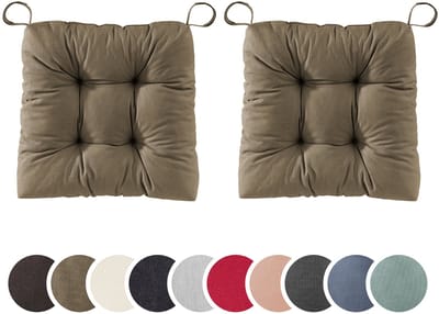 sleepling set van 2 stoelkussens Basic 20 | 40 (voorkant) / 35 (achterkant) x 38 x 7 cm | zitkussen voor binnen en buiten | hoes van 100% katoen | met klittenband | Made in EU | taupe