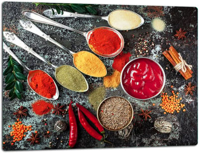 TMK ArtDeko - Snijplank Glas - 52x40cm - Inductie - Spices Motief