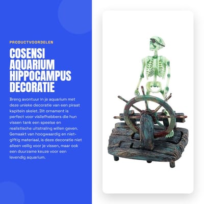 Dailygoods- Aquariumdecoratie Piraat Kapitein Skelet - Aquarium Ornament - Duurzaam - Niet-giftig - Milieuvriendelijk - Realistisch Effect - Aquariumornament