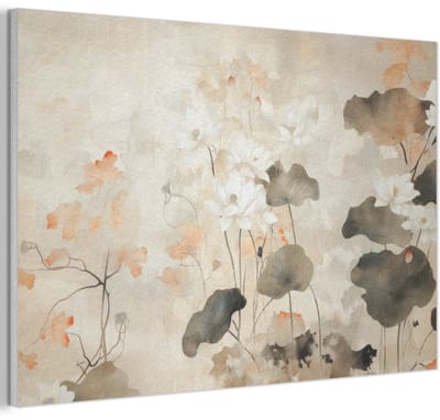 Akoestisch wandpaneel 60x40 cm - Vilt schilderij Bloemen - Japandi - Wabi sabi - Akoestische panelen - Geluidsdempende wanddecoratie - Geluidsisolatie woonkamer - Muurdecoratie geluidspanelen
