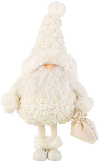 J-Line figuur Kerstman Cadeau Tas - textiel - wit - large