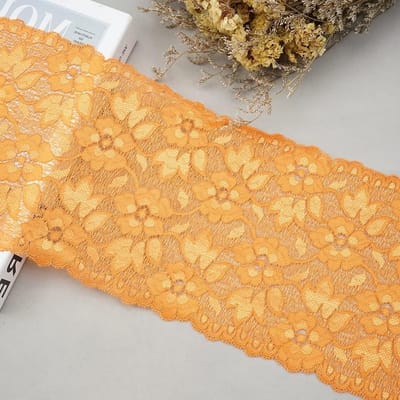 Elastische kantband van 5 yards met kleurrijke bloemenrand voor kleding, ondergoed en tafeldecoratie, 16 cm breed