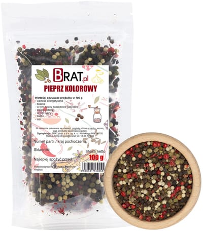 BRAT.pl – Kleurrijke Peperkorrrels voor menselijke consumptie – Pepermix – Aromatisch – 100 g