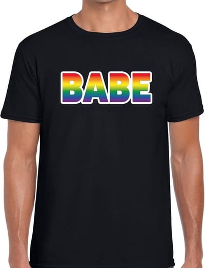 Babe gaypride t-shirt - regenboog t-shirt zwart voor heren - Gay pride S
