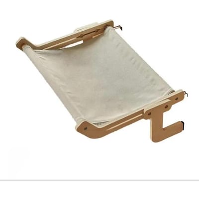 Kattenhangmat Raamhangbed Houten Montage Huisdiermat Verstelbare Klikpoten Raamgemonteerde Kattenhangmat beige