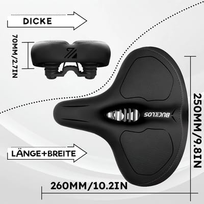 Fietszadel - Comfortabel zadel - Lang fietsen - Ergonomisch ontwerp - Breed - Zwart