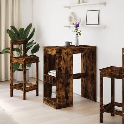 vidaXL - Bartafel - met - rekken - 90x47,5x103,5 - cm - bewerkt - hout - gerookt - eiken