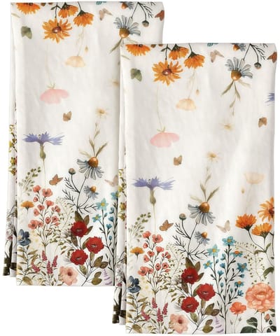 Dailygoods- Theedoeken 2 Stuks - Microvezel Keukenhanddoeken - Retro Bloemenpatroon - Zacht & Absorberend - 45 x 66 cm - Ideaal voor Vaat en Reiniging - Keukendoeken