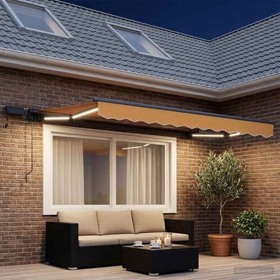 vidaXL - Handbediende - luifel - met - LED's - Zand - 3,5 - x - 2 - m