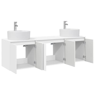 vidaXL - Badkamerkast - set - 3 - st - Wit - 161,5 - x - 44,5 - x - 82 - cm - Bewerkt - hout