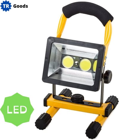 Oplaadbare LED Bouwlamp met Statief - 30 Watt - COB LED - Werklamp op Accu - Helder/Koud Wit 6500K - Waterdicht IP65 - Oplaadbaar - Kantelbaar - Draaibaar