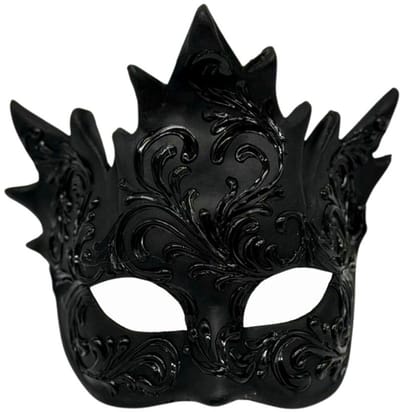 Maskshopvenice - Zwart Venetiaans Kroonmasker – Luxe Barok Oogmasker voor Carnaval, Gala & Gemaskerd Bal
