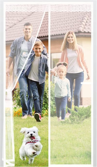 Draadloze Anti-Muggen Hor met Volledige Bevestiging, Eenvoudig te Installeren Vliegenhor van Fiberglas (100x220cm, Wit) - Ideaal voor Thuis, Tuin en Terras