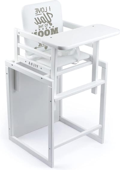 Kindercombi-kinderstoel 2-in-1 babystoel van hout - inklapbaar - stoel en tafel - vanaf 6 maanden tot 5 jaar - wit