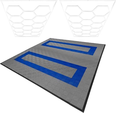 Hexagon led-set & garagetegelset - grijs/blauw - 36m² - 28 lampen