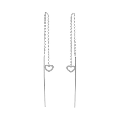 Karma Pull Through Doortrek Oorbellen Open Heart Zilver