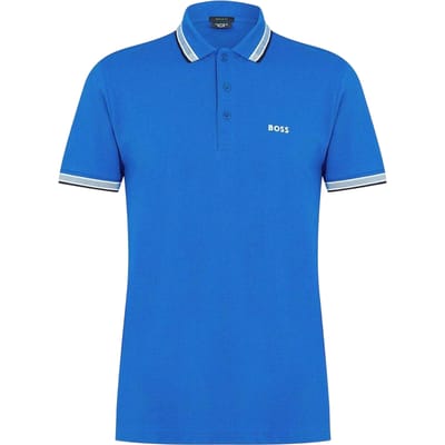 Boss Herenpoloshirt ‘Paddy’ met contrasterende boorden (Blauw)
