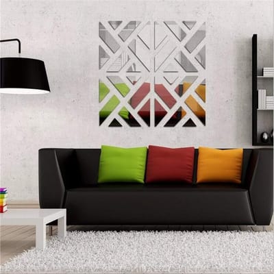 DIY Vierkante Spiegel Wandstickers - 4 Stuks Verwijderbare Acryl Wanddecoratie voor Woonkamer, Slaapkamer en Kantoor, Perfect voor Muurdecoratie en Creatieve Interieurstyling