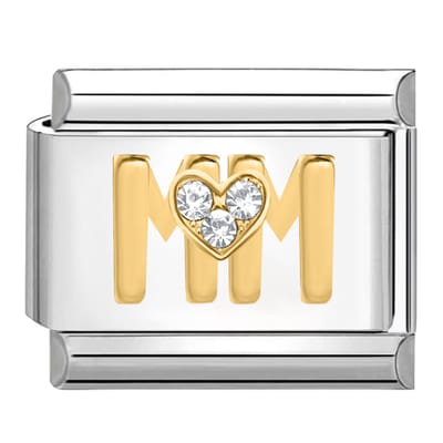 Quiges - Schakel - Bedel - 9mm - charms - Zirkonia MOM - Geschikt voor - armband - Schakelarmband - italy bedels armband