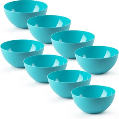 Plasticforte kommetjes/schaaltjes - 8x - dessert/ontbijt - kunststof - D17 x H8 cm - blauw