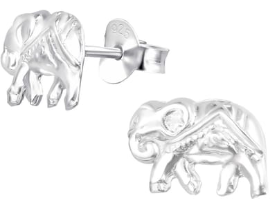 Joy|S - Zilveren olifant oorbellen - 9 x 7 mm - oorknoppen