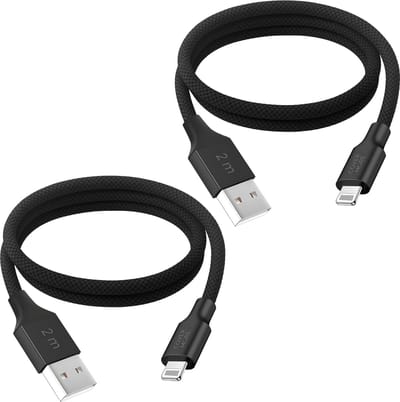 2x laadkabel geschikt voor iPhone 14, 13, 12, 11, x - Usb naar Lightning kabel - 2 meter - Stevig - Zwart