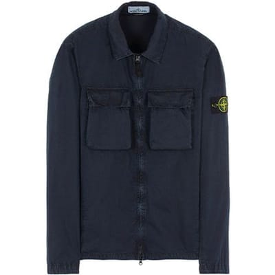 STONE ISLAND Veste de travail manches longues délavée à double poche SS22 Homme Veste Bleu Marine 7615114WN-V0120 S black