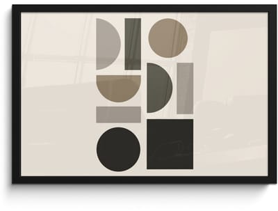 Poster in lijst - Fotolijst 60x40 cm - Posters - Natuurlijke tinten - Grafisch - Verticale compositie - Posterlijst zwart - Decoratie - Wanddecoratie woonkamer - Muurdecoratie slaapkamer