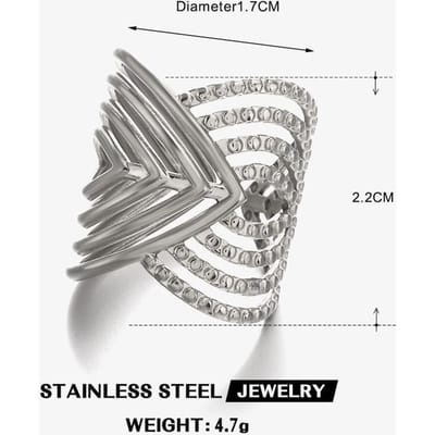 Bague en Acier Inoxydable Design Irrégulier Unique Bague Ouverte Bijoux Esthétiques Géométrique Évidé Tendance Mode Dames Bijoux Cadeaux gray