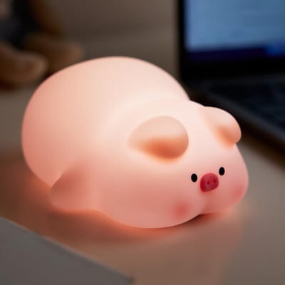 Daity Kindernachtlampje in de vorm van een varken - gemaakt van siliconen van voedingskwaliteit - oplaadbaar - leuk kawaii-lampje voor de kinderkamer - instelbare helderheid - schattig artikel voor jongens en meisjes