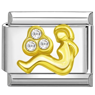 Quiges - Schakel - Bedel - 9mm - charms - Kleurrijk - Zirkonia - horoscoop - Maagd - Geschikt voor - armband - Schakelarmband - italy bedels armband