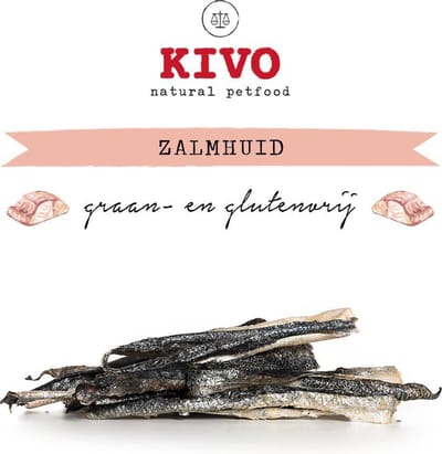Kivo Petfood Gedroogde Zalmhuid 150 gram - 100% Natuurlijk Graanvrij & Glutenvrij