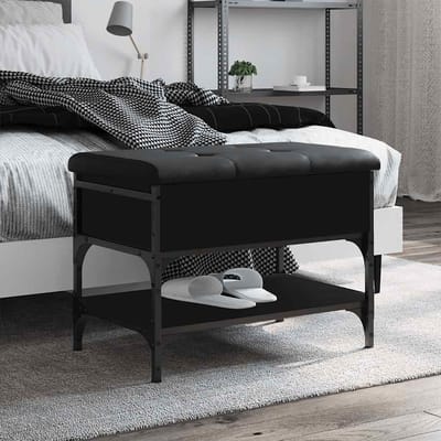vidaXL - Schoenenbank - 62x42x45 - cm - bewerkt - hout - zwart