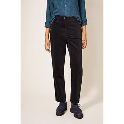 White Stuff Savannah Velvet Trouser Pure Black Size: 16 REGULAR | Straight Pants Outlet | Dames | Zwart