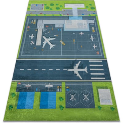 Kleden Rugsx BAMBINO 46990 tapijt wasbaar Luchthaven, vliegtuig 80x150 cm