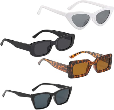 Retro Zonnebril Set voor Dames en Heren - 4 Stijlen met UV400 Bescherming, Lichtgewicht en Trendy Ontwerp
