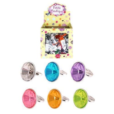 80 Stuks - Kinderringen - Model: Grote Diamanten - In Traktatiebox - Uitdeelcadeautjes - Uitdeel Traktatie voor kinderen