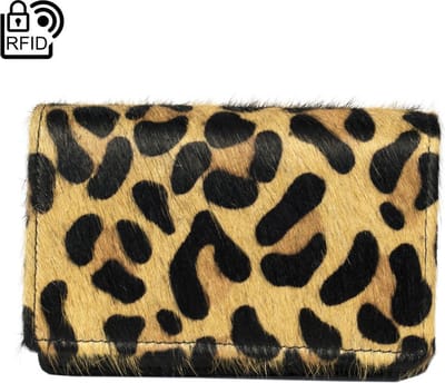 Leren Portemonnee Dames Echt Leer Met Dierenprint – Klein Model - Dames Portemonnee Zwart Anti-Skim