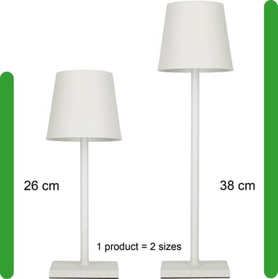 Bailey LED Tafellamp Charge&Go Wit 3.5W 2700K 210lm IP54 Staploos dimbaar Oplaadbaar USB-C 5V DC 380x105mm Anti-slip sokkel