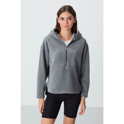 Oversized Pluche Halvemuismantel met Kap