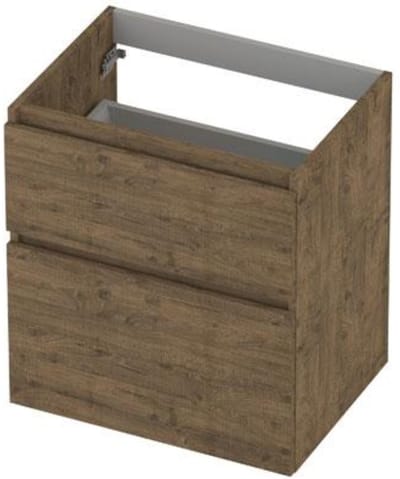 INK - Onderkast 2 Laden Greeploos Hout Decor met Houten Keerlijst A-symmetrisch - 600x450x650 Mm - Naturel Eiken