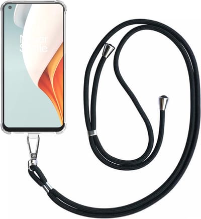 Telefoonhoesje Geschikt voor OnePlus Nord N100 Transparant ShockProof met Afneembaar Universeel Telefoonkoord - Cover Case Siliconen ShockProof with Lanyard - Smartphonica geschikt voor OnePlus Nord N100