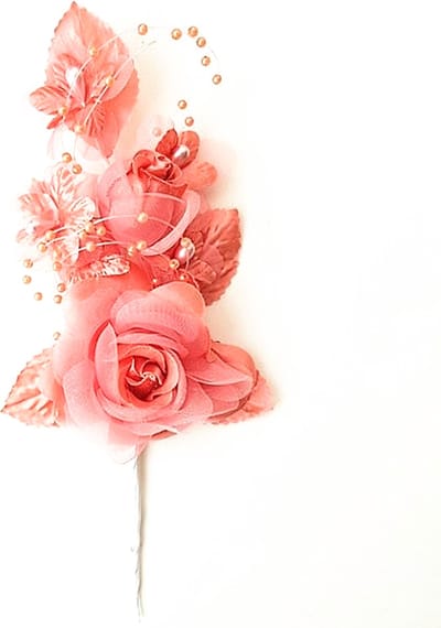Rozentak c.q. corsage, haar- of antennedecoratie zalm roze - kunstbloem - corsage - rozentak