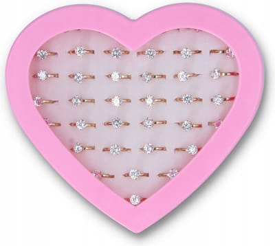 36 x VERSTELBARE PRINSES RING + HART DOOS