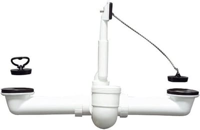 Af- en overloopcombinatie - Sanitair Accessoire - Waterafvoer Regelen - Kunststof Roestvrij Staal - 1 1/2 inch - Wit